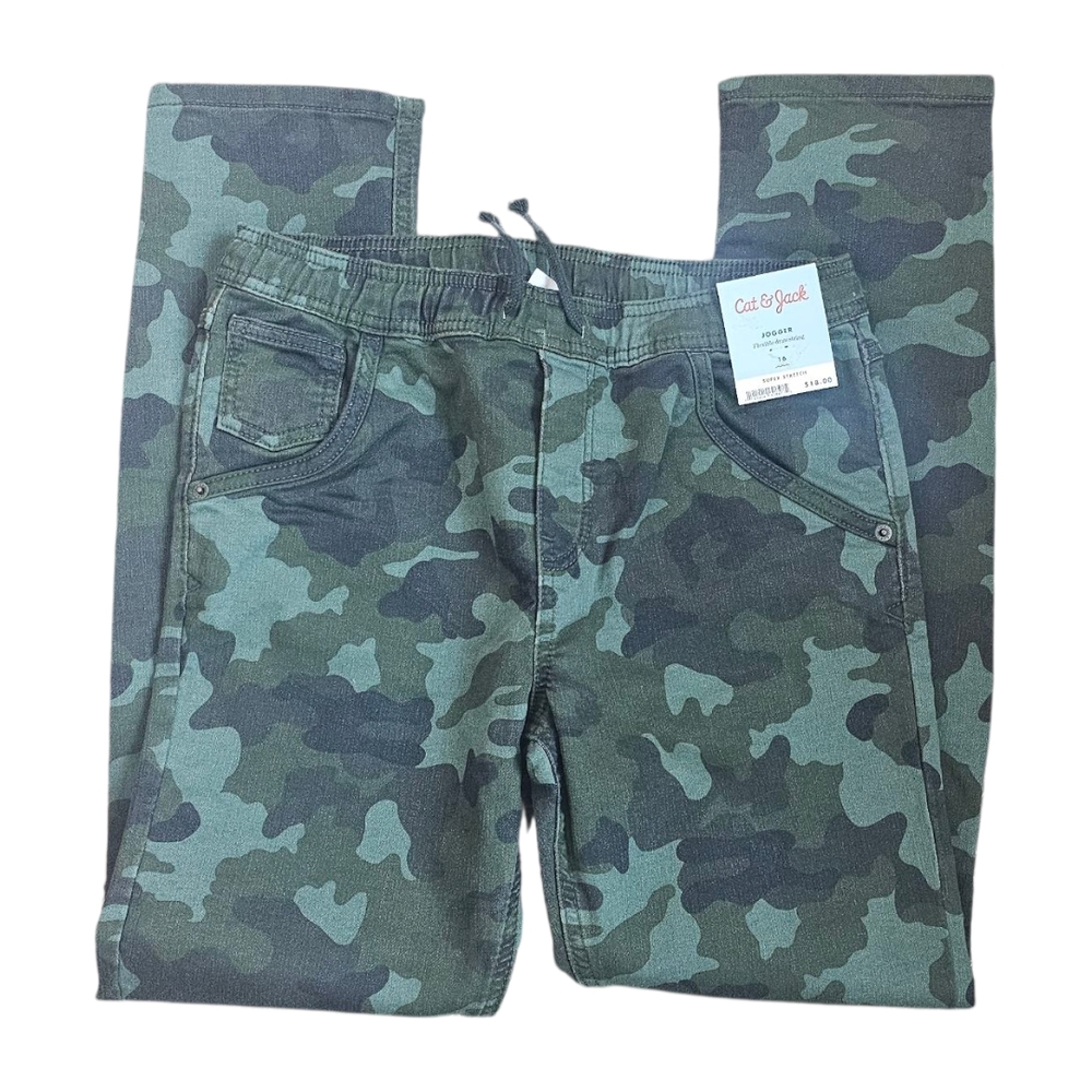 🎄Cat & Jack Boys Camouflage Joggers Size 16 Super Stretch Drawstring NEW